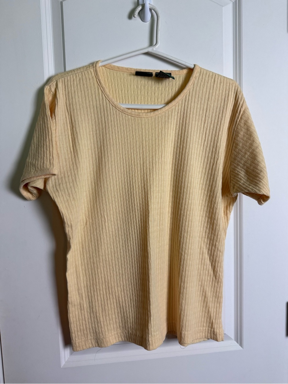 Hunt Club Pale Yellow Ribbed Short-Sleeve Crewneck Top